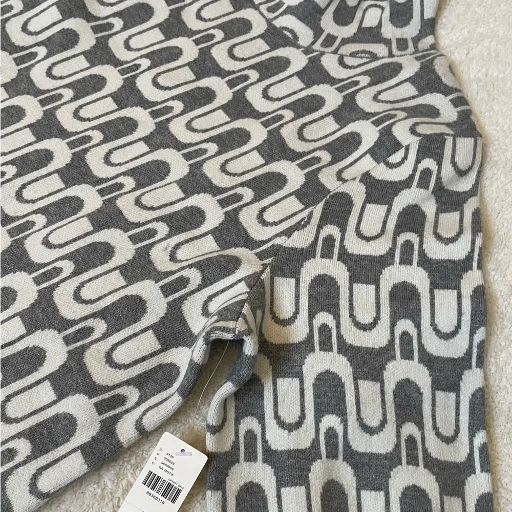 Anthropologie Grey & White Geometric High-Neck Mini Dress XL - Picture 8 of 15